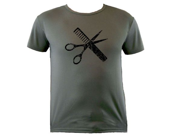 

hairstylist barber tools distressed sweat proof polyester drab olive t-shirt
