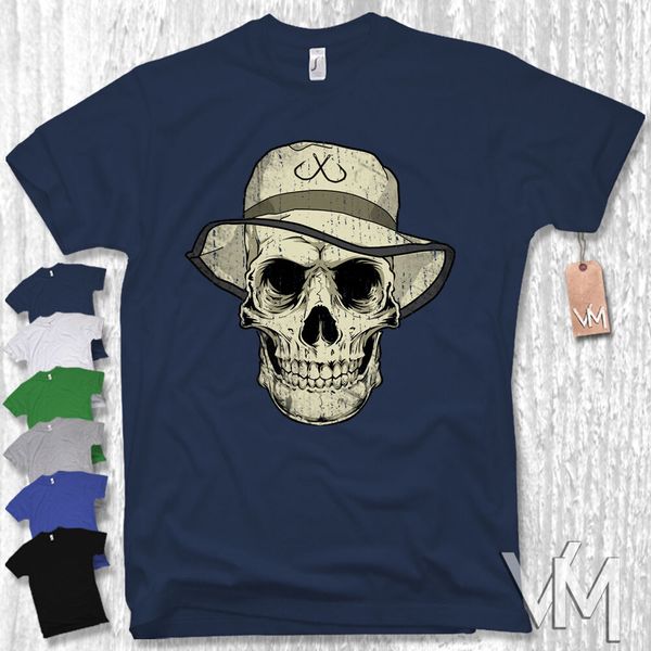 

t-shirt angler skull fisherman fishing fun new 2019 summer men o neck short sleeves muscle men men's t shirts