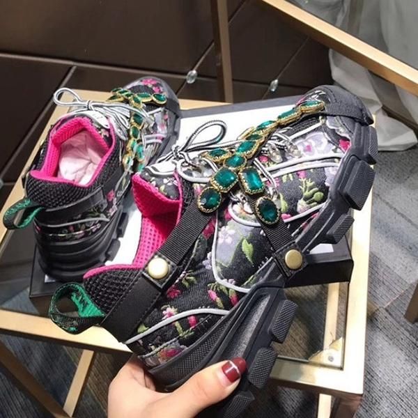 

removable crystals men women casual shoes luxury shoes mens running sneakers climbing shoe ac42, Black