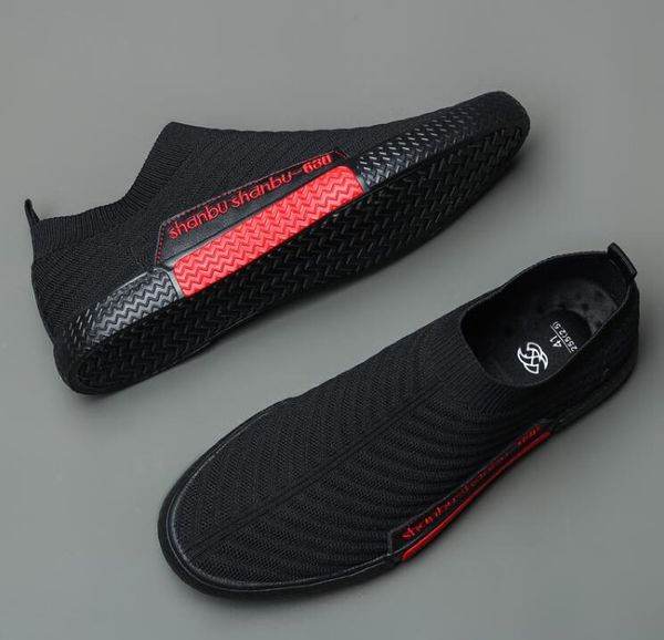 

2020 spring summer new men shoes street fashion ventilate slip-on cool casual shoes men loafers flats, Black