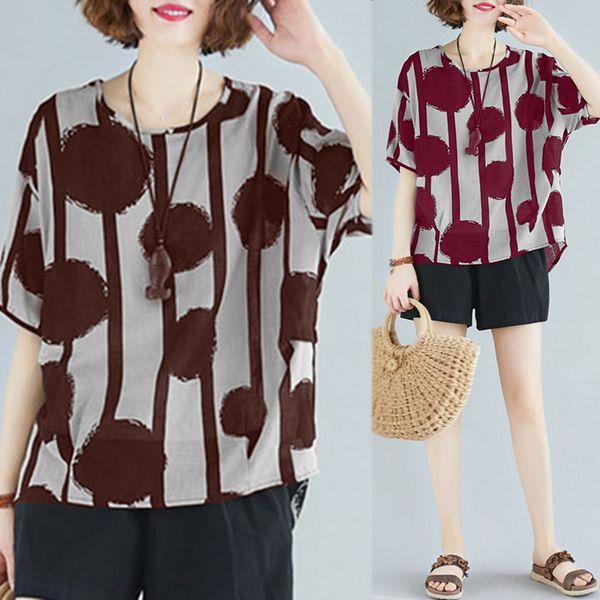 

stylish o neck blusas women's printed blouse zanzea 2020 casual short sleeve shirts female polka dot female summer tunic, White