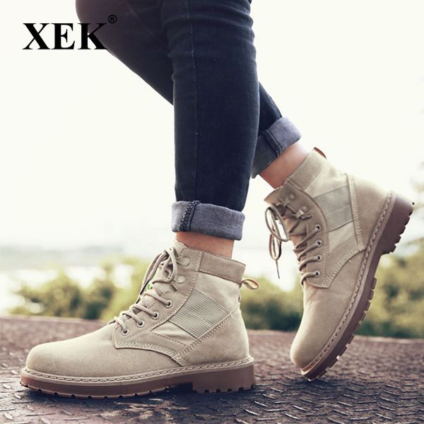 

xek 2020 autumn fashion casual flock male ankle boots for men shoes work canvas boot sneakers walking footwear zll208, Black