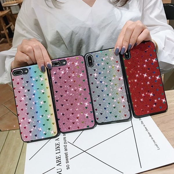 

for iphone 12 11 pro xs max xr x 8 7 6 plus gradient glitter love luxury designer women sequins fashion phone case
