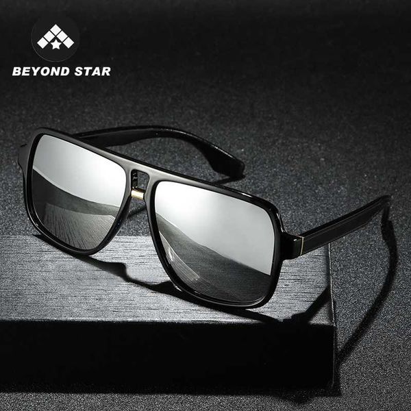 

beyondstar 2020 vintage men polarised silver mirror glasses polarized iron man retro lunette soleil g2089, White;black