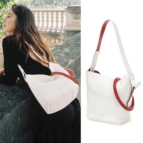 

brand designer women's single shoulder bag all-match large capacity bucket bag female fashion handbag big ring decoration