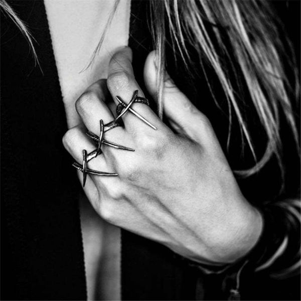 

cluster rings vintage punk cross sword ring hip hop adjustable joint finger for women personality party jewelry accessory 2021, Golden;silver