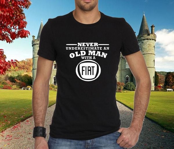 

fiat never underestimate an old man mens t shirt mens round neck tees casual fashion short sleeves tee clothing