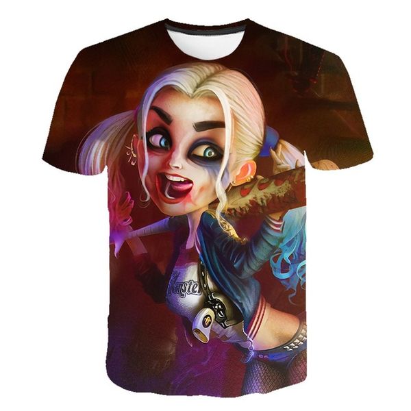 

new female clown 3d cartoon harley quinn movie suicide squad 3d print shirts humor harajuku graphic men clothing