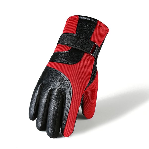 

winter men' pu leather gloves are wind-proof warm and cold-proof outdoor plush and thicker cycling gloves, Blue;gray