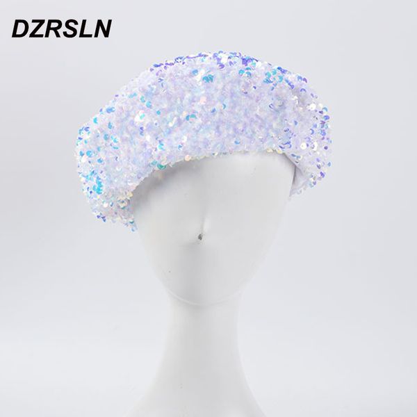 

berets 2021 handmade british style sequin embroidery painter hat female french wholesale b015, Blue;gray