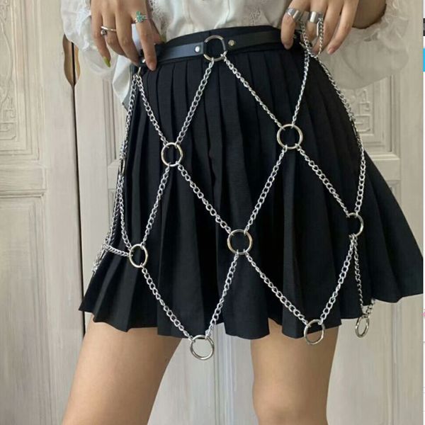 

new style metal chain belt tassel ring skirt belt fashion women waistband adjustable buckle pu leather strap hip hop accessories, Black;brown