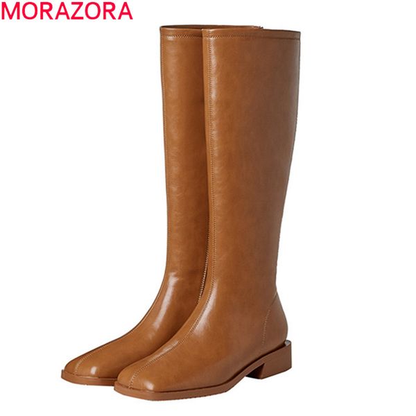 

boots morazora arrival knee high low heel square toe 3 colors winter women comfortable fashion ladies shoes, Black
