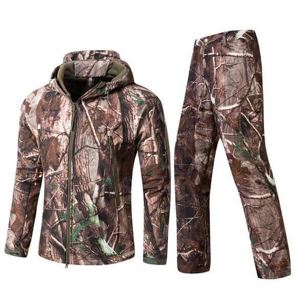 

tad hiking clothes suits men tactical soft shell jackets and pants winter outdoor waterproof fleece hunting fishing coats+pants, Blue;black