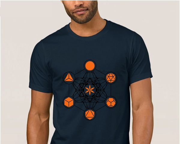 

creative platonic solids metatrons cube flower of life t shirt men summer graphic t-shirt man leisure tshirt mens