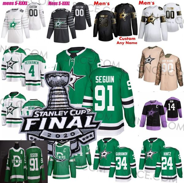 

2020 stanley cup finals stars s-4xl joe pavelski seguin jamie benn bishop alexander radulov winter classic hockey jerseys custom stitched, Black;red