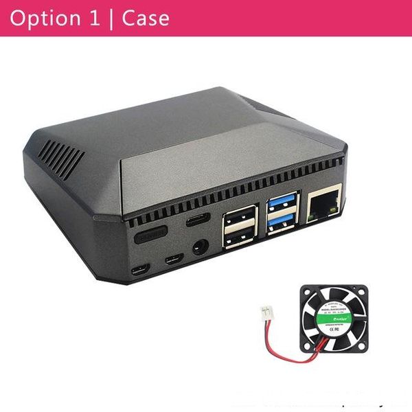 

computer & office raspberry pi 4 model b case aluminum metal abs box shell with power switch cooling fan heat
