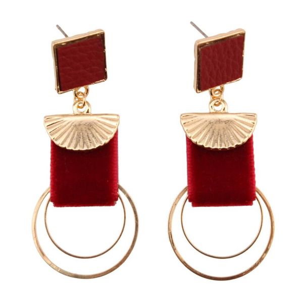 

gold color metal alloy circle pendant drop dangle earrings for women design florate brand square leather charm statement earring, Silver