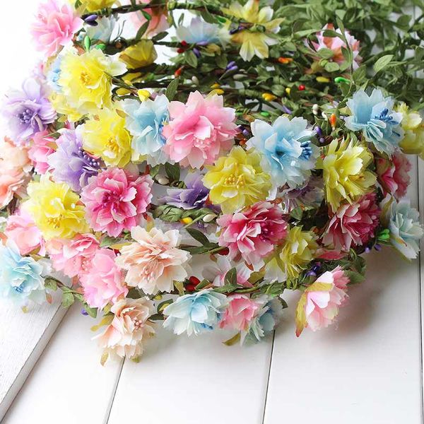 

hair accessories wildflower pink blue yellow flower crown boho festival headband hippie floral head wreath halo party kids