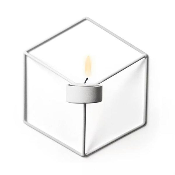 

3d black geometric candlestick metal wall candle holder tealight gold modern candle holders wall wedding home decor q