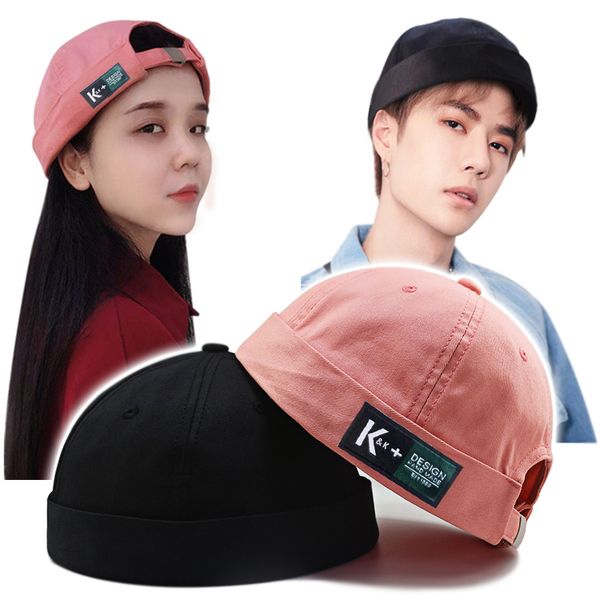 

male summer fashion hiphop punk rock sun hats pure cotton brimless sailor caps men and women big size beret cap 56-60cm 60-68cm, Blue;gray