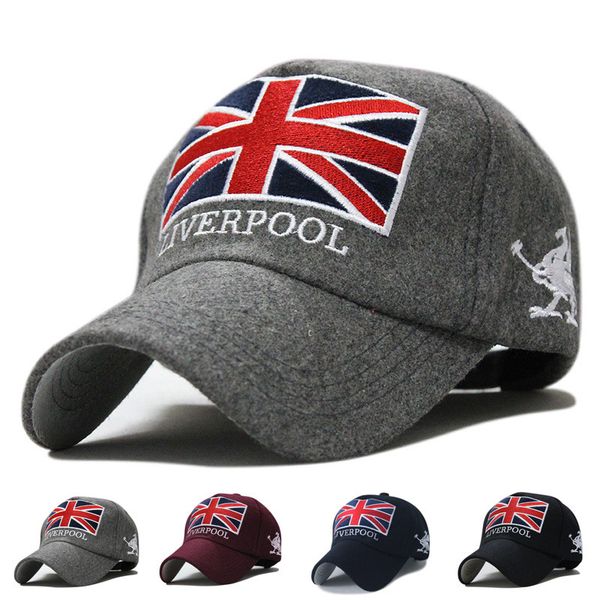 

ball caps arrivals warm felt bone snapback hat gorras baseball cap snap backs with england flag for autumn winter, Blue;gray
