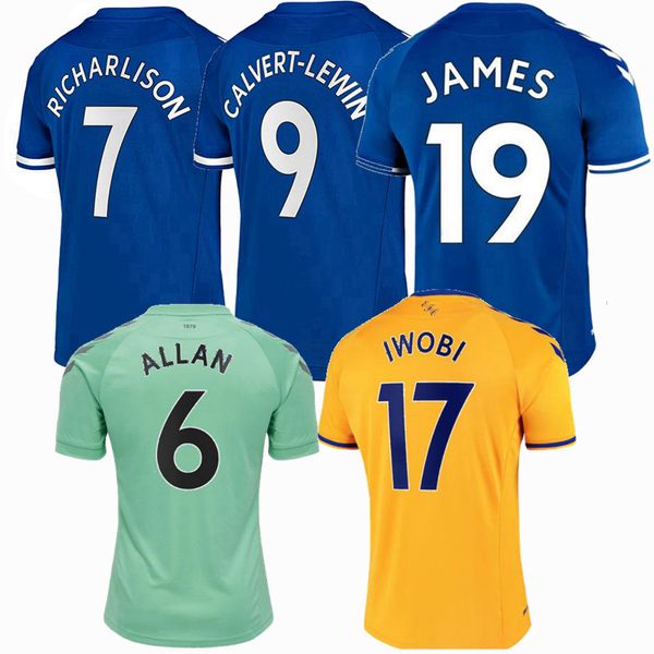 

2020 2021 everton soccer jerseys godfrey allan doucoure y.mina sigurdsson richarlison bailey 20 21 men and kids boys football shirt, Black;yellow