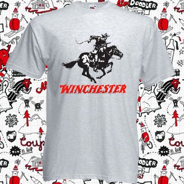 

new winchester gun pistols riffle firearms logo mens grey t-shirt size s-3xl