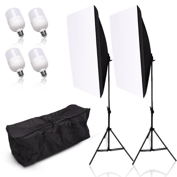 

light stands & booms 50x70cm pography studio softbox lighting kit 4pcs led bulb 2m stand carry bag po accessories set for