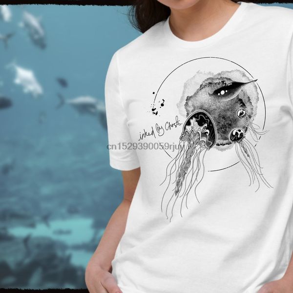 

giant jellyfish messy ink natural eco limited edition hand drawn nautical science fiction uni organic cotton t shirt