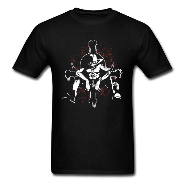 

latest one piece ace sitting 2nd commander anime t-shirt men short sleeve tees black white beard skull cross