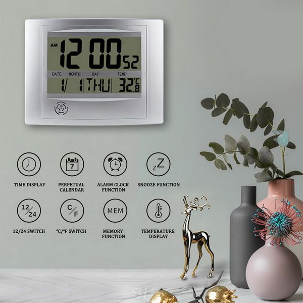 

wall clock watch clock led digital table alarm deskhumidity temperature hygrometer radio controlled home