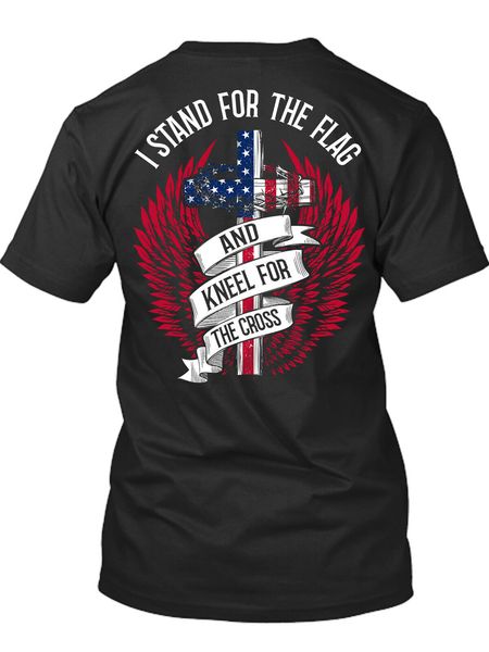 

i stand for the flag and kneel for the cross new mens shirt america flag tee