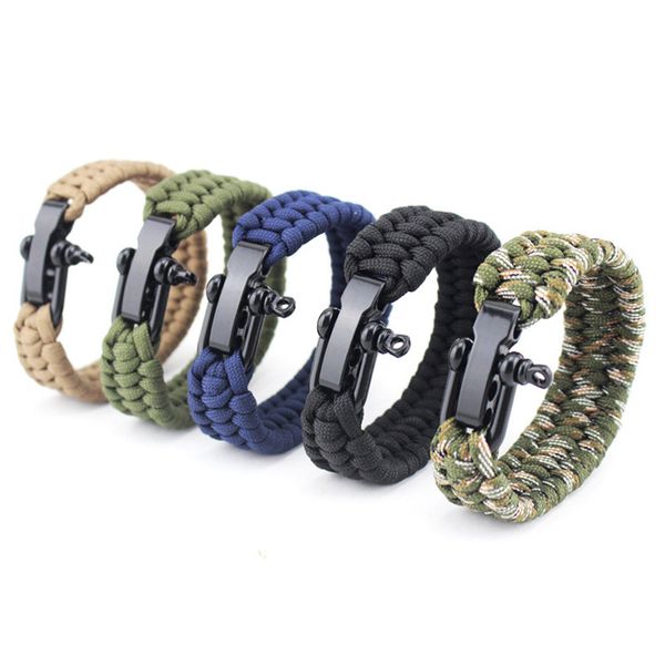 

charm bracelets xinyao survival paracord bracelet men outdoor camping equipment woven parachute braided rope stainless steel, Golden;silver