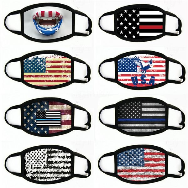 

american flag printing face mask washable dustproof mouth cover outdoor sports riding anti fog mask#110, Black