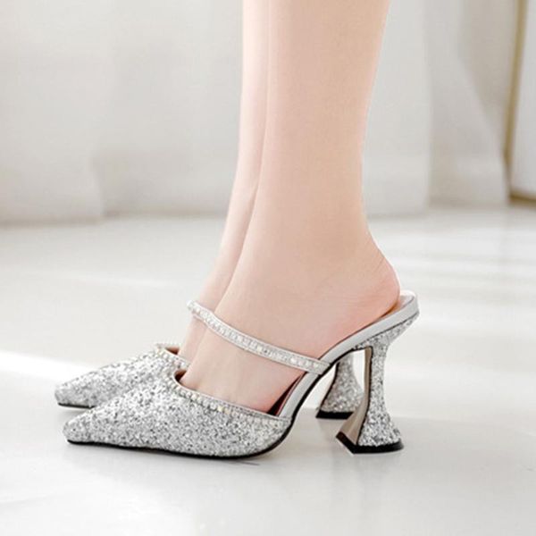 

dress shoes women sandals 2021 fashion pure color breathable pointed toe light slippers zapatos de mujer drop 12, Black