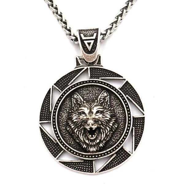 

nostalgia slavic veles kolovrat pendant viking wolf amulet talisman jewelry necklace, Silver
