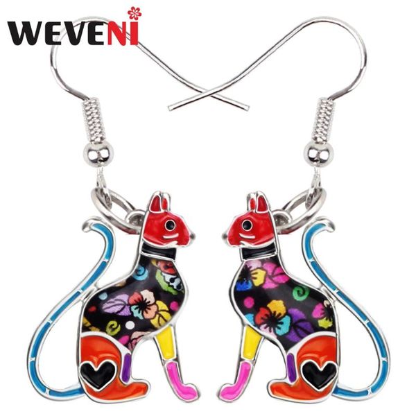 

weveni enamel alloy elegant kitten cat earrings vintage cute animal jewelry for women girls ladies pet lovers gift accessories, Golden;silver