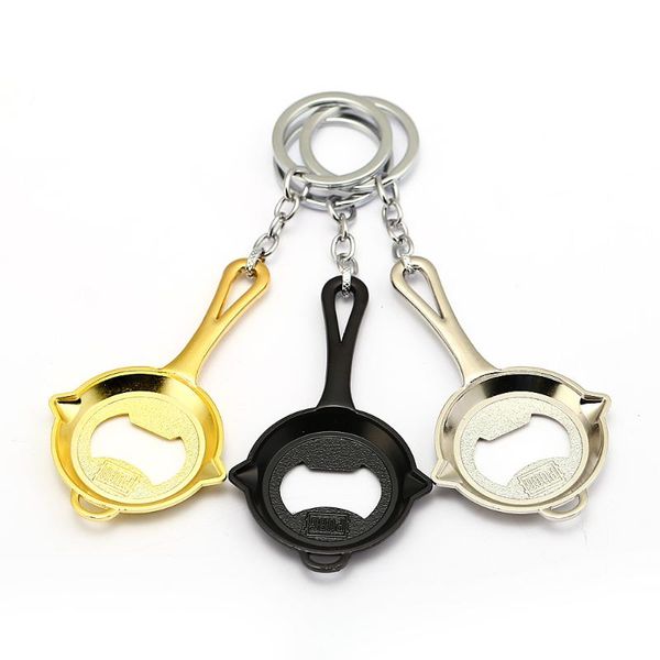 

keychains game playerunknown battlegrounds pubg pans bottle opener model keychain design logo key holder for fan's gift, Silver