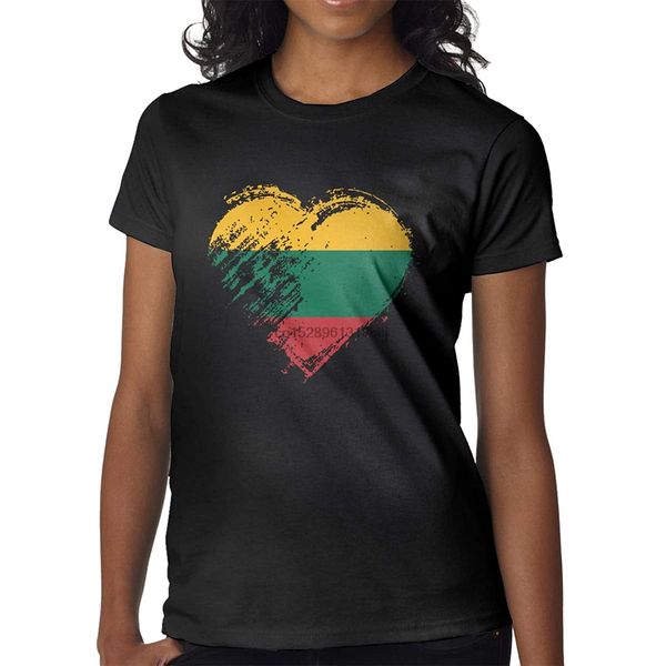 

printed grungy i love lithuanian heart flag women's fashion ssleeves t shirt