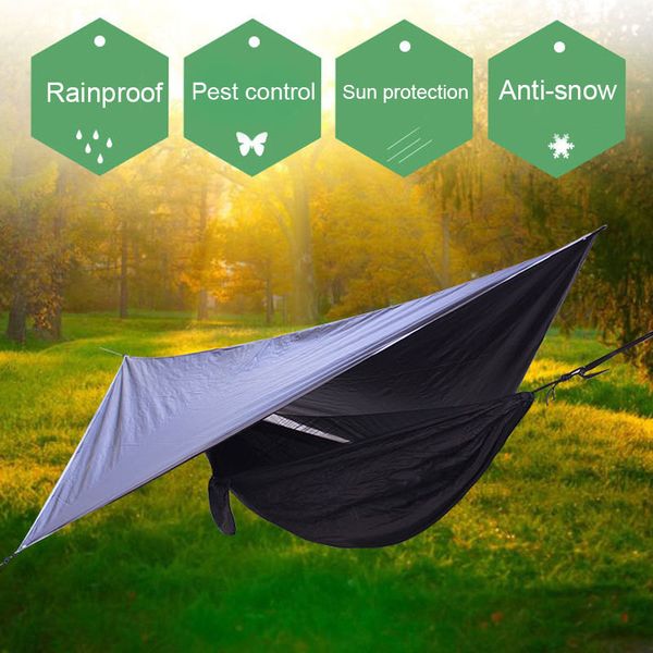 

camping mesh hammock canopy hanging double hammock with mosquito net and rain tarp outdoor portable hammocks ya88