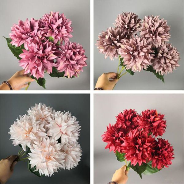 

fake dandelion hydrangea (5 heads/bunch) 17.32" length simulation acanthosphere for wedding home decorative artificial flowers