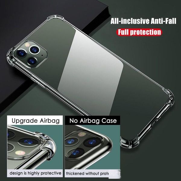 

funda transparent shockproof silicone phone case for iphone 11 pro max case x xs max xr 7 8 se 2 2020 plus case 360 clear tpu cover coque