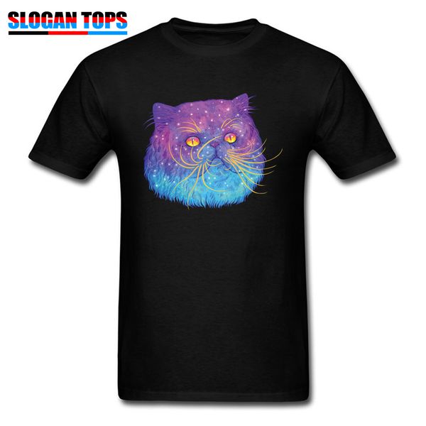 

awesome t-shirt design men galaxy cat print t shirts youth black tshirts customized students tees party funky clothing
