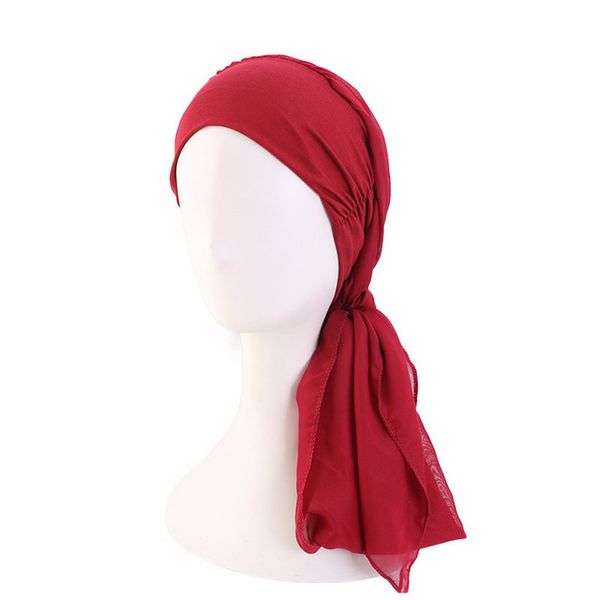 2020 платок Hat Тонкого лето Внутреннего хиджаба Caps Бандан тюрбана для женщин Потери Bonnet Индии Headwrap Шляпы волосы Hat