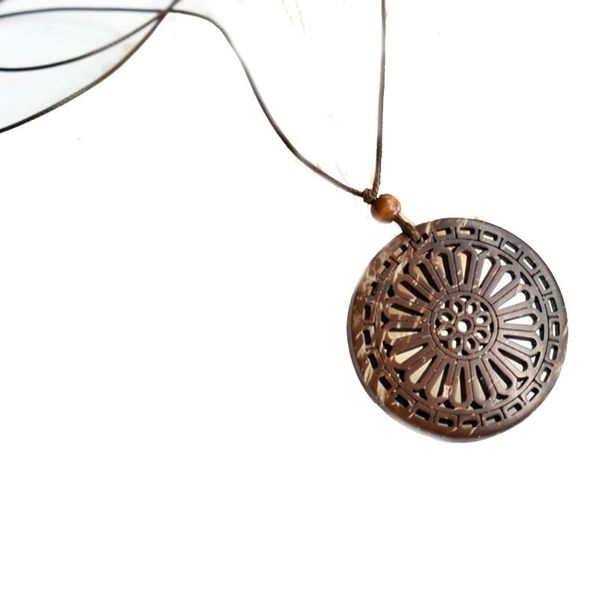 

yiyan coconut shell pendant necklace bohemian national style for women fashion fine jewelry gift, Silver