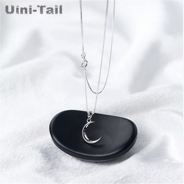 

uini-tail new 925 sterling silver korean sweet moon short necklace temperament crescent bay clavicle chain female gn441