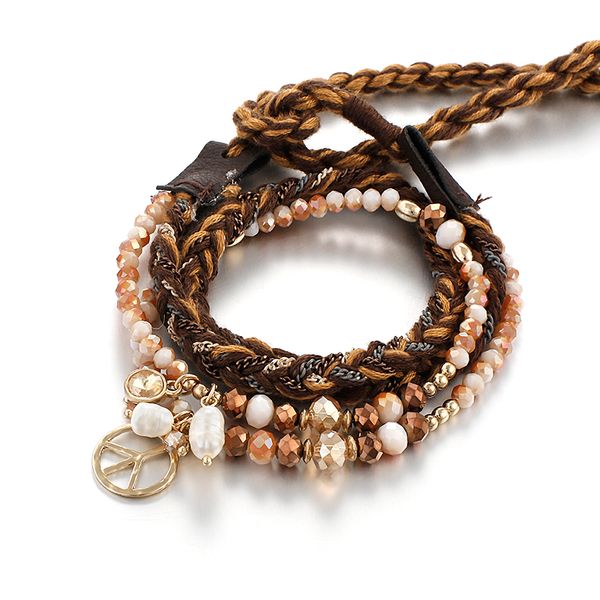 

aensoa natural handmade beads bracelet jewelry multilayer bohemia beads wrap charm bracelet couples bracelets gifts, Golden;silver