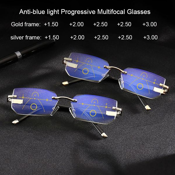 

rimless многоочагового анти blue ray компьютер унисекс reading glasses дальнозоркость пресбиопия чтение +1,5 +2,00 +2,50 +3,00, White;black