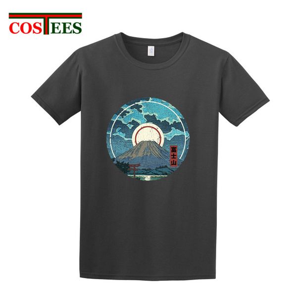 

2018 classic retro amazing fujisan moonlight men's t-shirt vintage distressed design mount fuji t shirt hombres camisetas tshirt