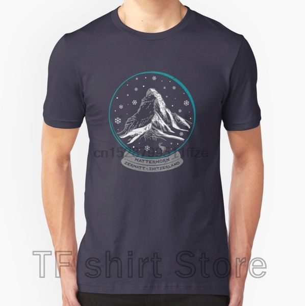 

snow globe matterhorn мужчины футболки женщины повседневная тенниску смешной печати t-shirt 100% хлопка с коротким рукавом o-образным вырезо